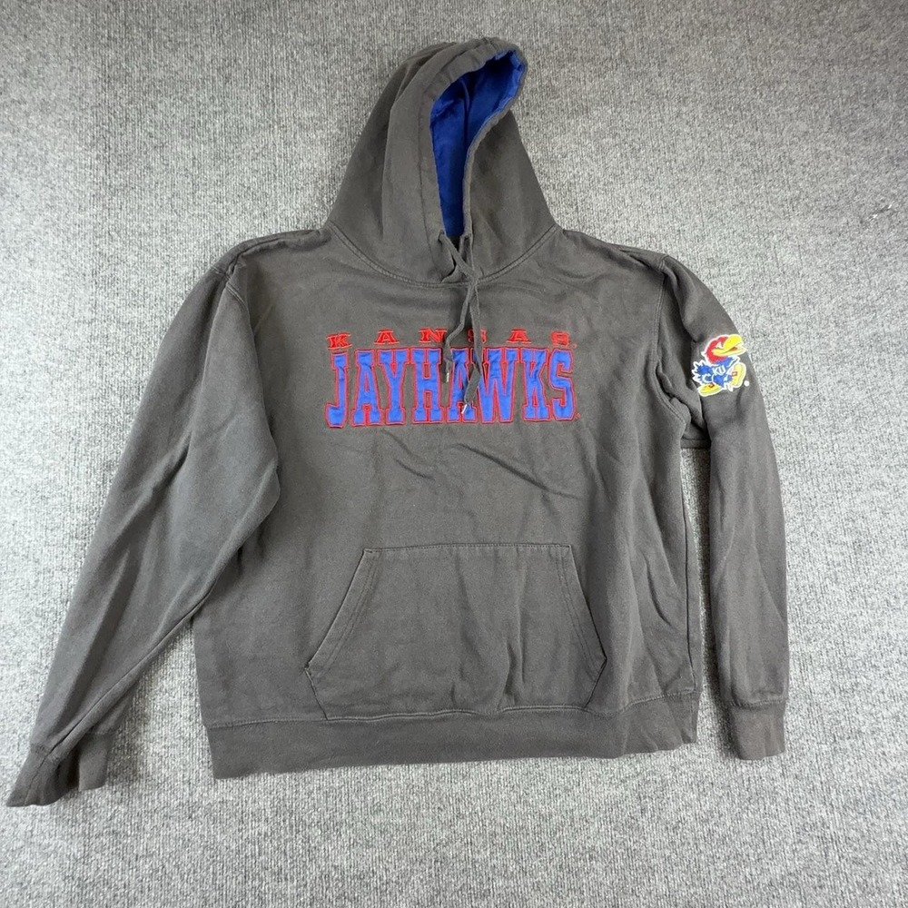 Kansas Jayhawks Hoodie Mens 2XL Gray NCAA Basketball Pullover Stadium Athletics